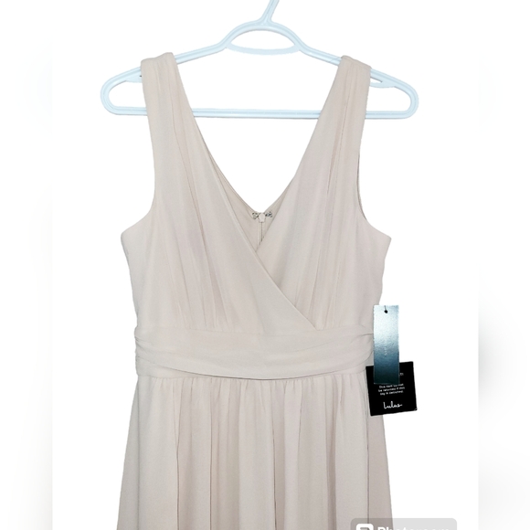 SM NWT Lulu's Thoughts of Hue Blush Surplice Deep V Maxi Dress - Picture 6 of 12
